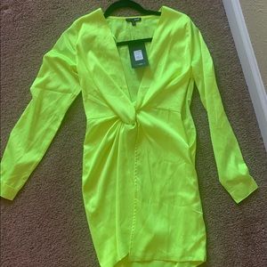 Neon green dress with knot detail